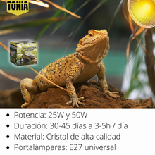 Carica l'immagine nel visualizzatore di Gallery, Bombilla UVB 3.0 25W y 50W - Luz Solar de Espectro Completo para Reptiles y Anfibios